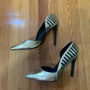 Black and gold stiletto heels